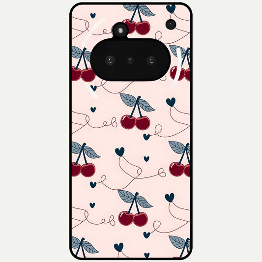  Cherry Heart Line Glass Case For Nothing Phone 3A back cover – full design glossy printed glass finish