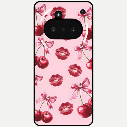  Cherry With Lips Glass Case For Nothing Phone 3A back cover – full design glossy printed glass finish
