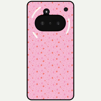  Cosmic Pink Sparkle Glass Case For Nothing Phone 3A back cover – full design glossy printed glass finish