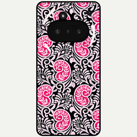  Crimson Paisley Charm Glass Case For Nothing Phone 3A back cover – full design glossy printed glass finish