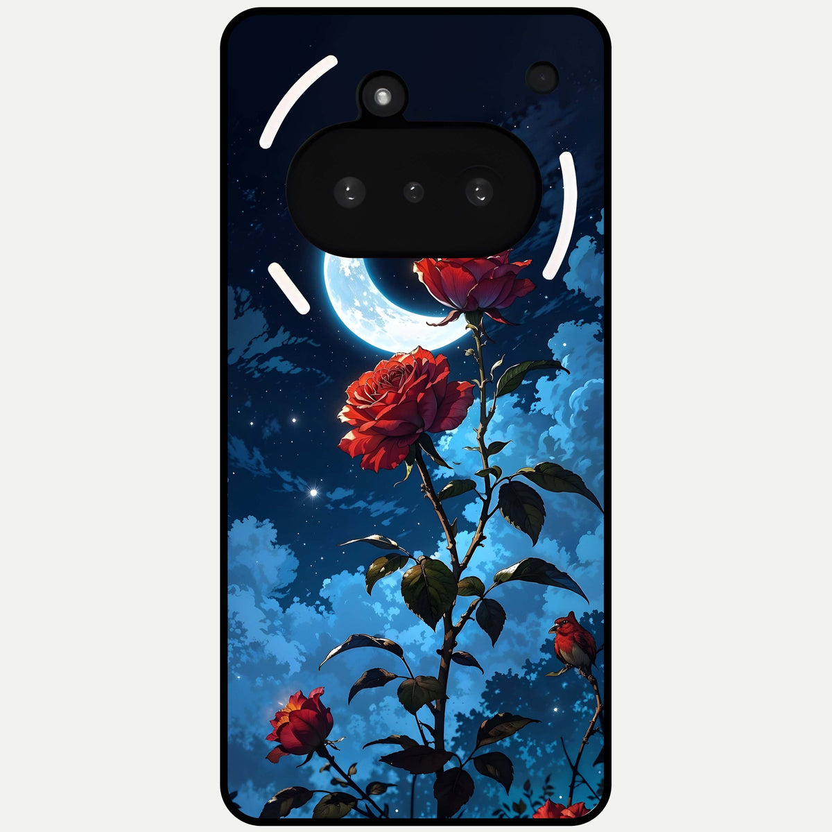  Crimson Rose Moon Glass Case For Nothing Phone 3A back cover – full design glossy printed glass finish