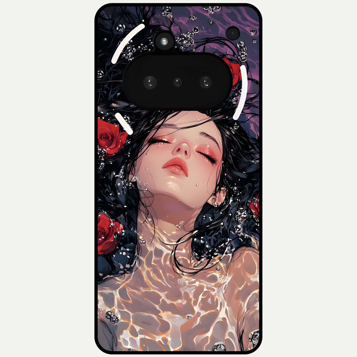  Crimson Rose Serenity Glass Case For Nothing Phone 3A back cover – full design glossy printed glass finish
