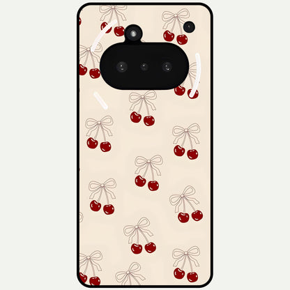  Cute Cherry Pattern Glass Case For Nothing Phone 3A back cover – full design glossy printed glass finish