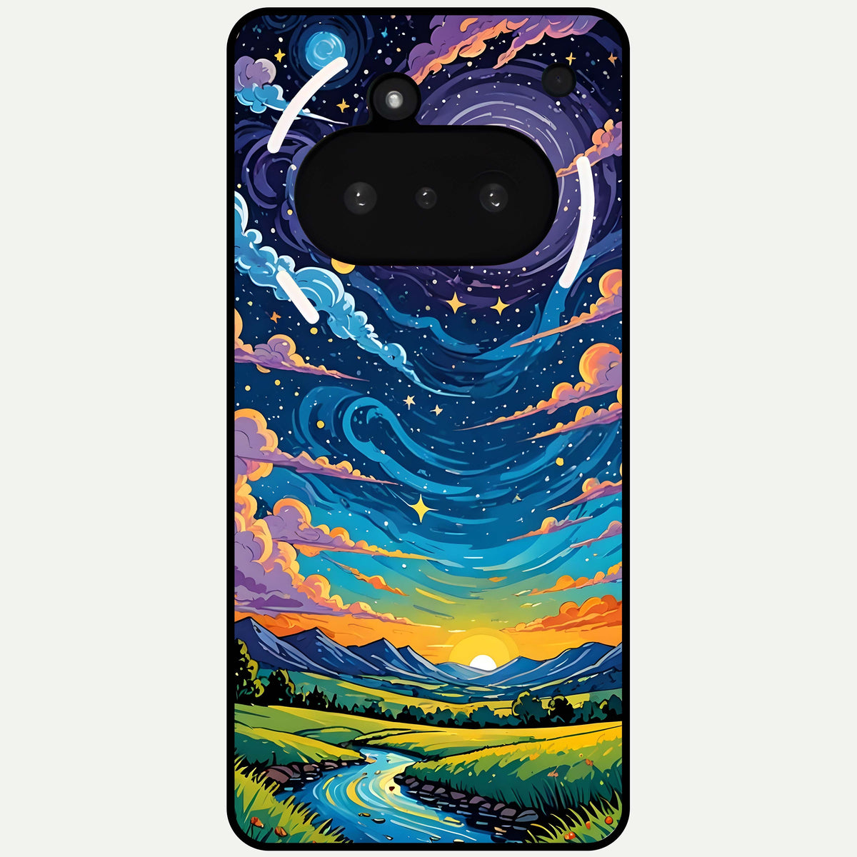  Dreamy Night Landscape Glass Case For Nothing Phone 3A back cover – full design glossy printed glass finish