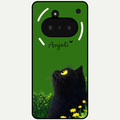  Emerald Cat Custom Name Glass Case For Nothing Phone 3A back cover – full design glossy printed glass finish