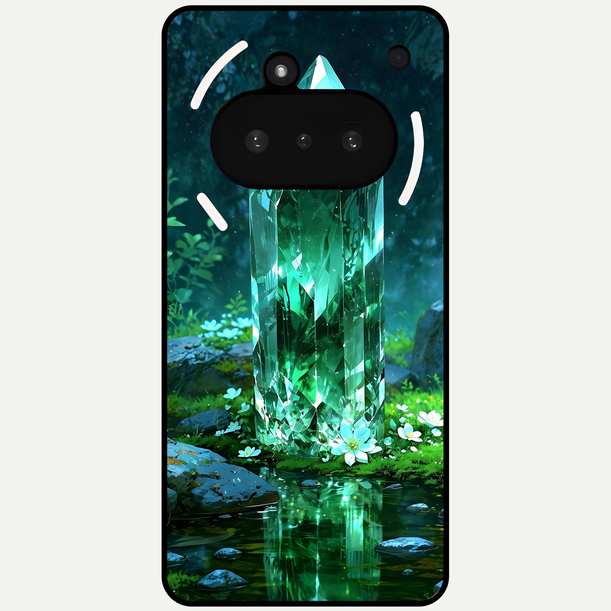  Emerald Light Crystal Glass Case For Nothing Phone 3A back cover – full design glossy printed glass finish