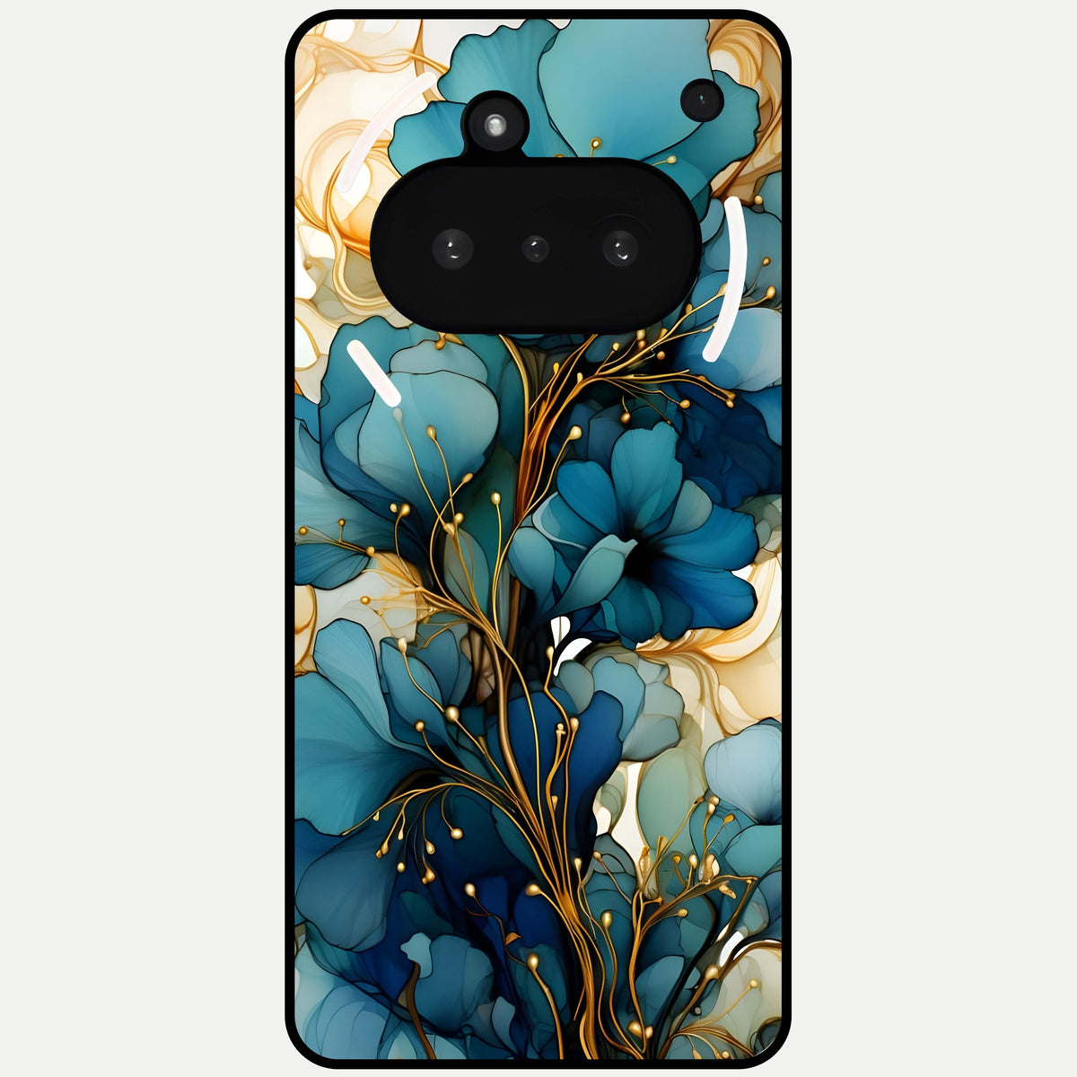  Golden Bloom Symphony Glass Case For Nothing Phone 3A back cover – full design glossy printed glass finish