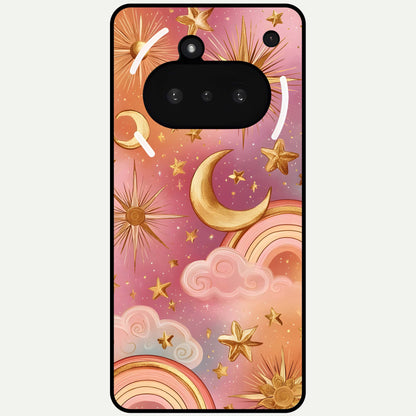  Golden Celestial Dreams Glass Case For Nothing Phone 3A back cover – full design glossy printed glass finish