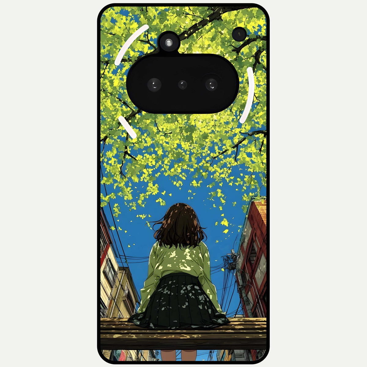  Golden Leaves Glow Glass Case For Nothing Phone 3A back cover – full design glossy printed glass finish