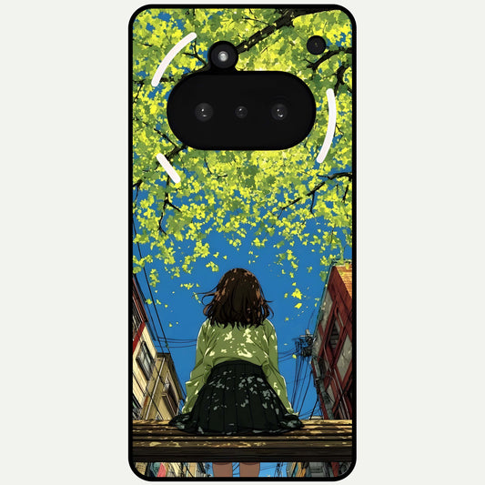  Golden Leaves Glow Glass Case For Nothing Phone 3A back cover – full design glossy printed glass finish