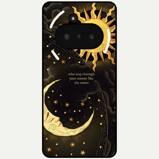  Golden Lunar Love Glass Case For Nothing Phone 3A back cover – full design glossy printed glass finish