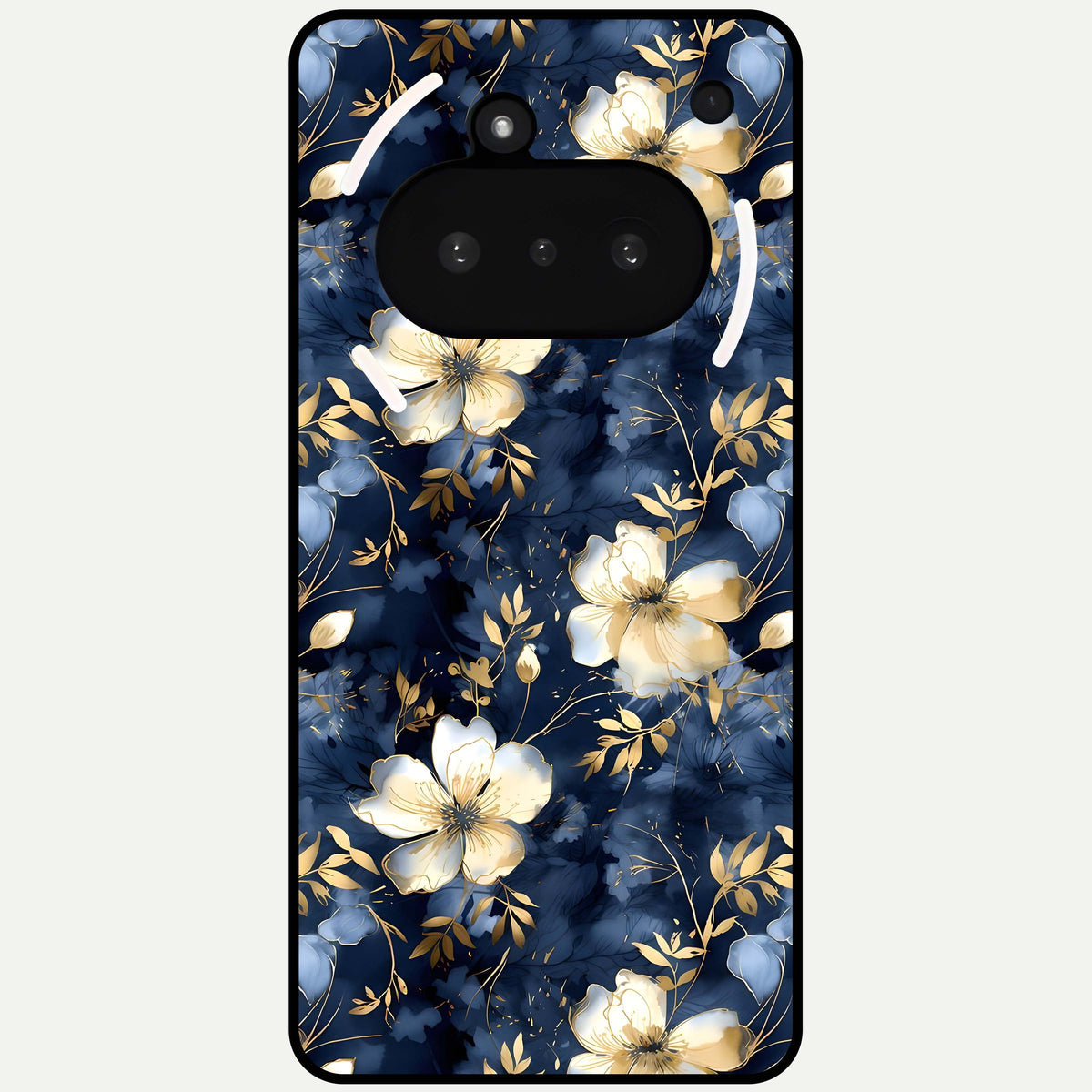  Golden Midnight Bloom Glass Case For Nothing Phone 3A back cover – full design glossy printed glass finish