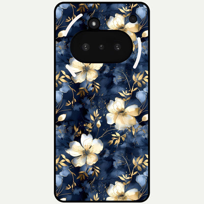  Golden Midnight Bloom Glass Case For Nothing Phone 3A back cover – full design glossy printed glass finish