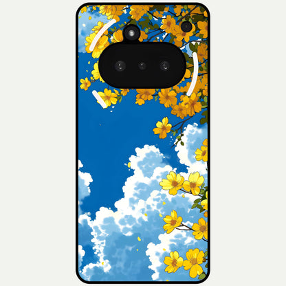  Golden Petal Sky Glass Case For Nothing Phone 3A back cover – full design glossy printed glass finish