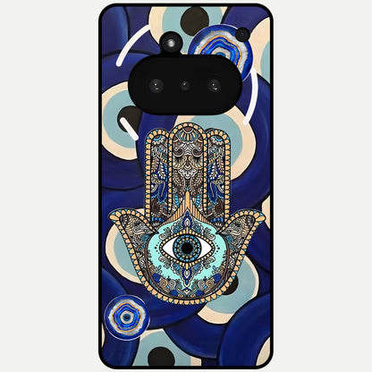  Hamsa Divine Guard Glass Case For Nothing Phone 3A back cover – full design glossy printed glass finish