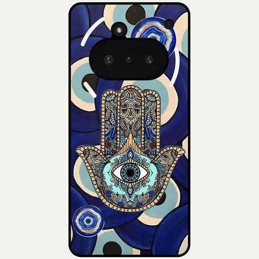 Hamsa Divine Guard Glass Case For Nothing Phone 3A back cover – full design glossy printed glass finish