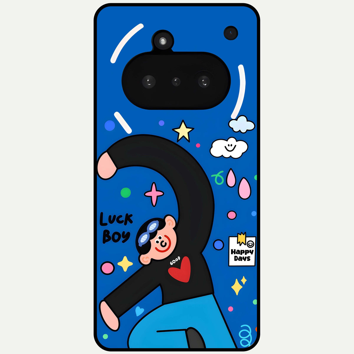  Happy Luck Vibe Glass Case For Nothing Phone 3A back cover – full design glossy printed glass finish