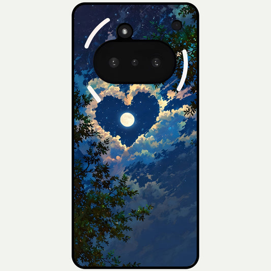  Heart With Moon Sky Glass Case For Nothing Phone 3A back cover – full design glossy printed glass finish