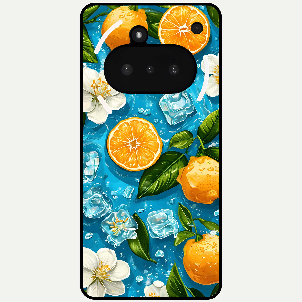 Ice Cube With Orange Glass Case For Nothing Phone 3A back cover – full design glossy printed glass finish