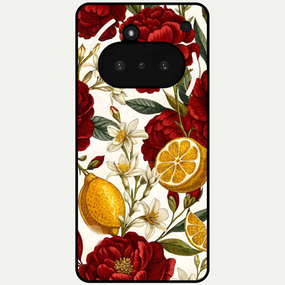  Lemon Rose Charm Glass Case For Nothing Phone 3A back cover – full design glossy printed glass finish