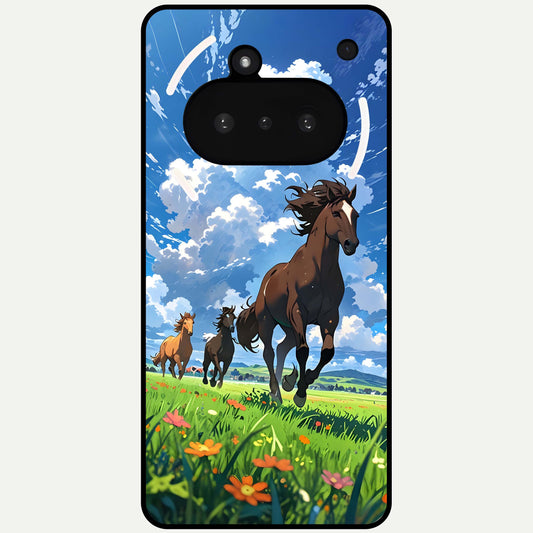  Majestic Horses Galloping Glass Case For Nothing Phone 3A back cover – full design glossy printed glass finish