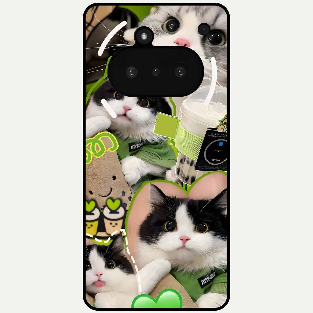  Matcha Cats Mood Glass Case For Nothing Phone 3A back cover – full design glossy printed glass finish