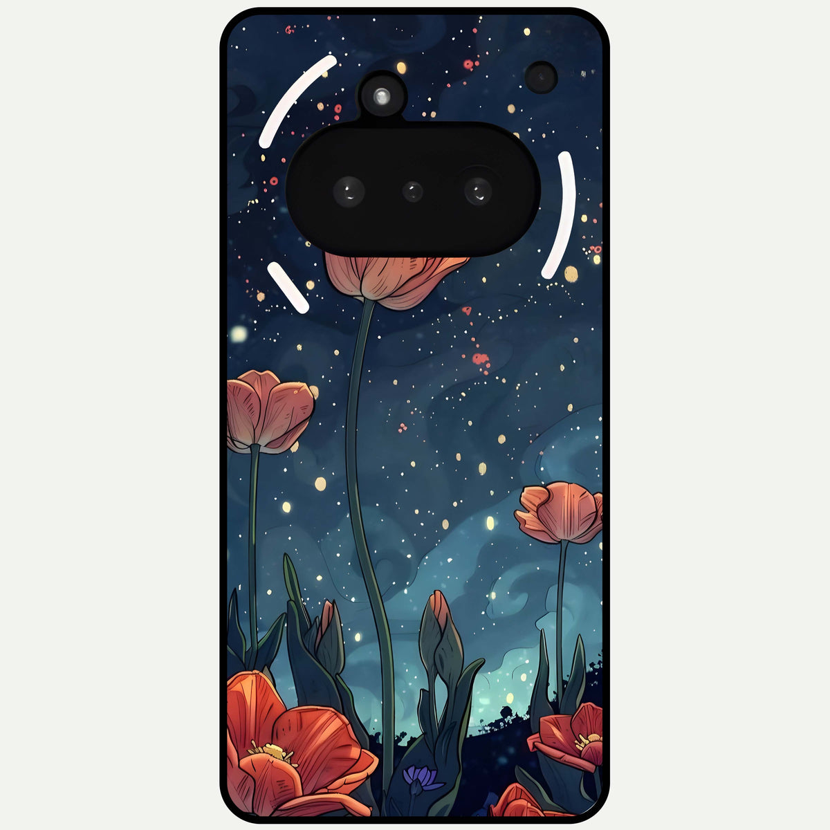  Midnight Tulip Glow Glass Case For Nothing Phone 3A back cover – full design glossy printed glass finish