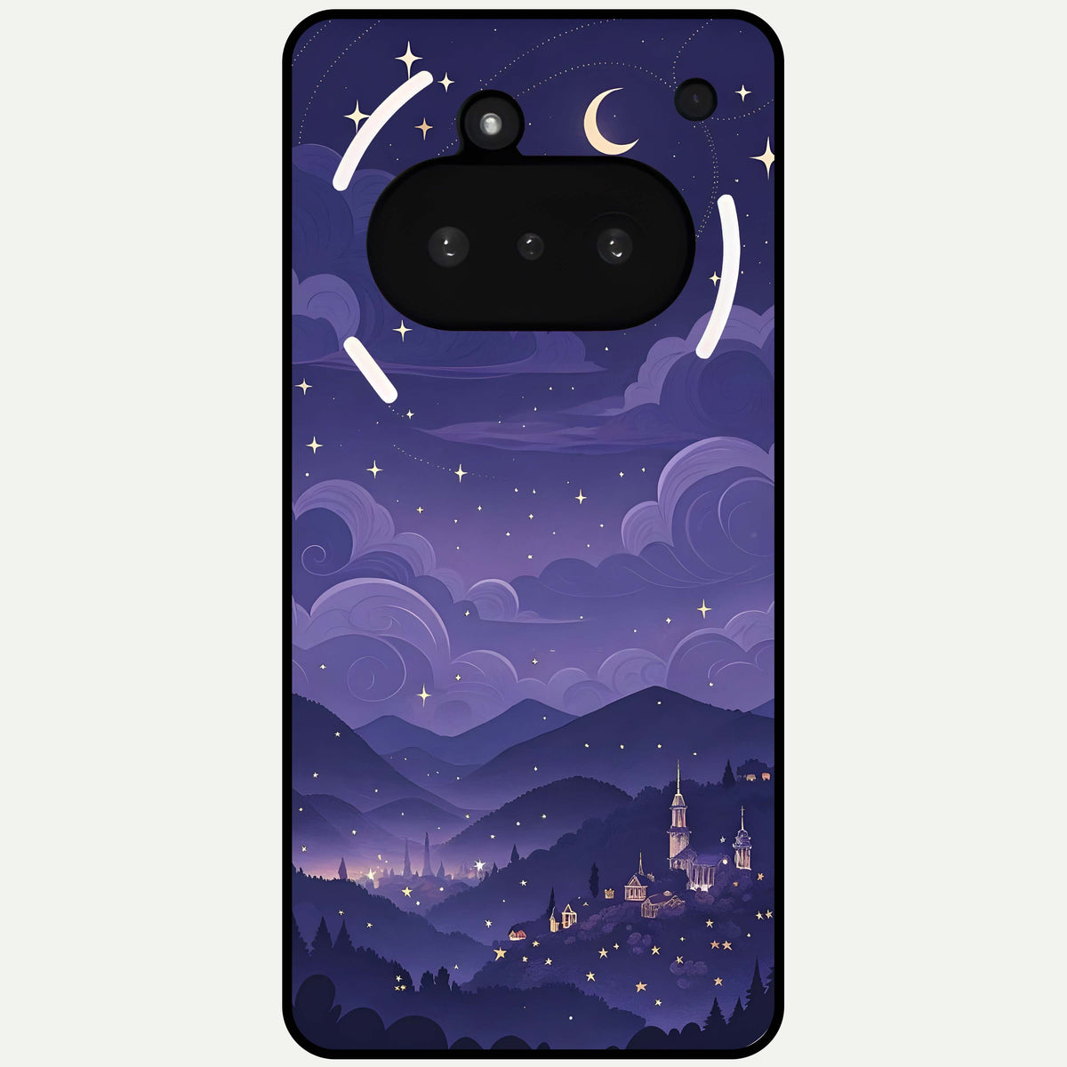  Minimal Night View Glass Case For Nothing Phone 3A back cover – full design glossy printed glass finish