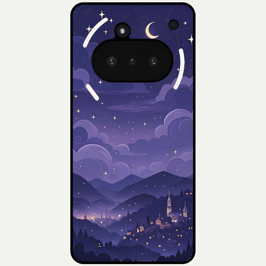  Minimal Night View Glass Case For Nothing Phone 3A back cover – full design glossy printed glass finish