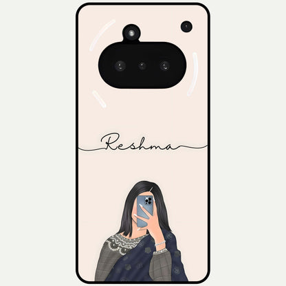  Mirror Mood Muse With Custom Name Glass Case For Nothing Phone 3A back cover – full design glossy printed glass finish