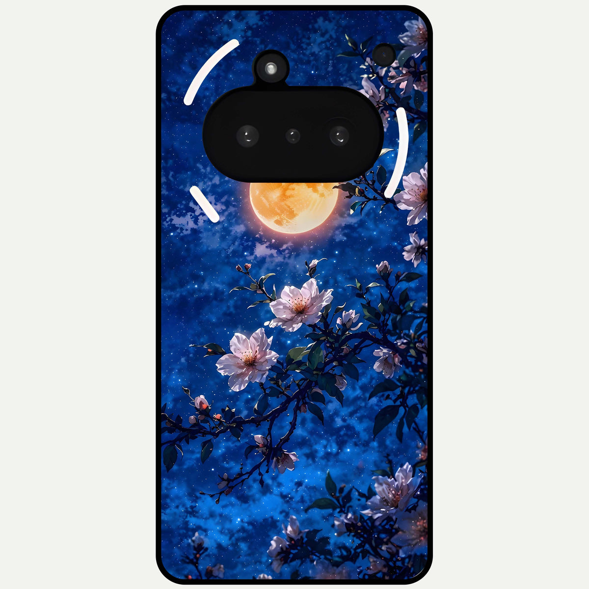  Moonlit Blossoms Night Glass Case For Nothing Phone 3A back cover – full design glossy printed glass finish
