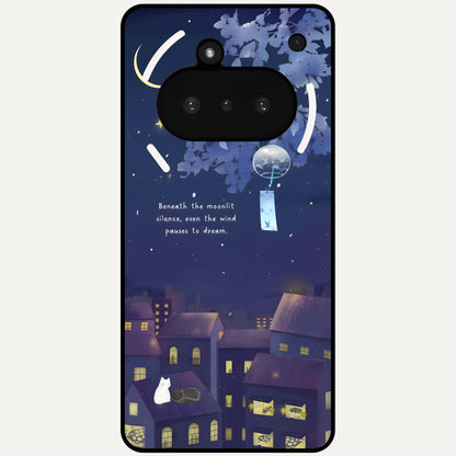  Moonlit Cat Silence Glass Case For Nothing Phone 3A back cover – full design glossy printed glass finish