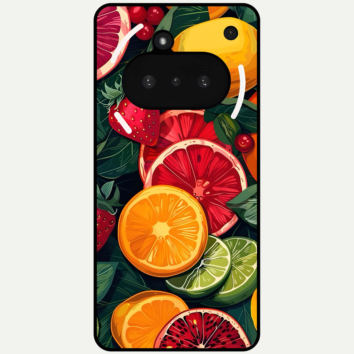 Multiple Fruits Glass Case For Nothing Phone 3A back cover – full design glossy printed glass finish