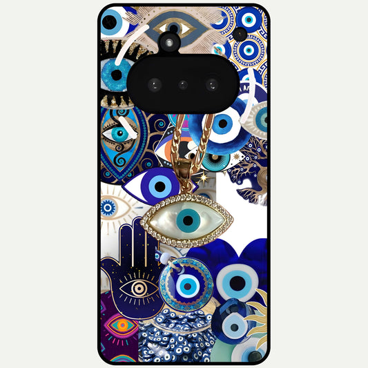  Mystic Charm Eye Glass Case For Nothing Phone 3A back cover – full design glossy printed glass finish