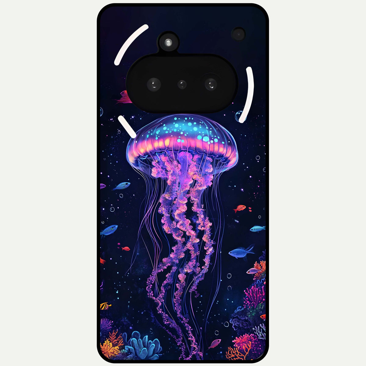  Neon Jellyfish Glass Case For Nothing Phone 3A back cover – full design glossy printed glass finish