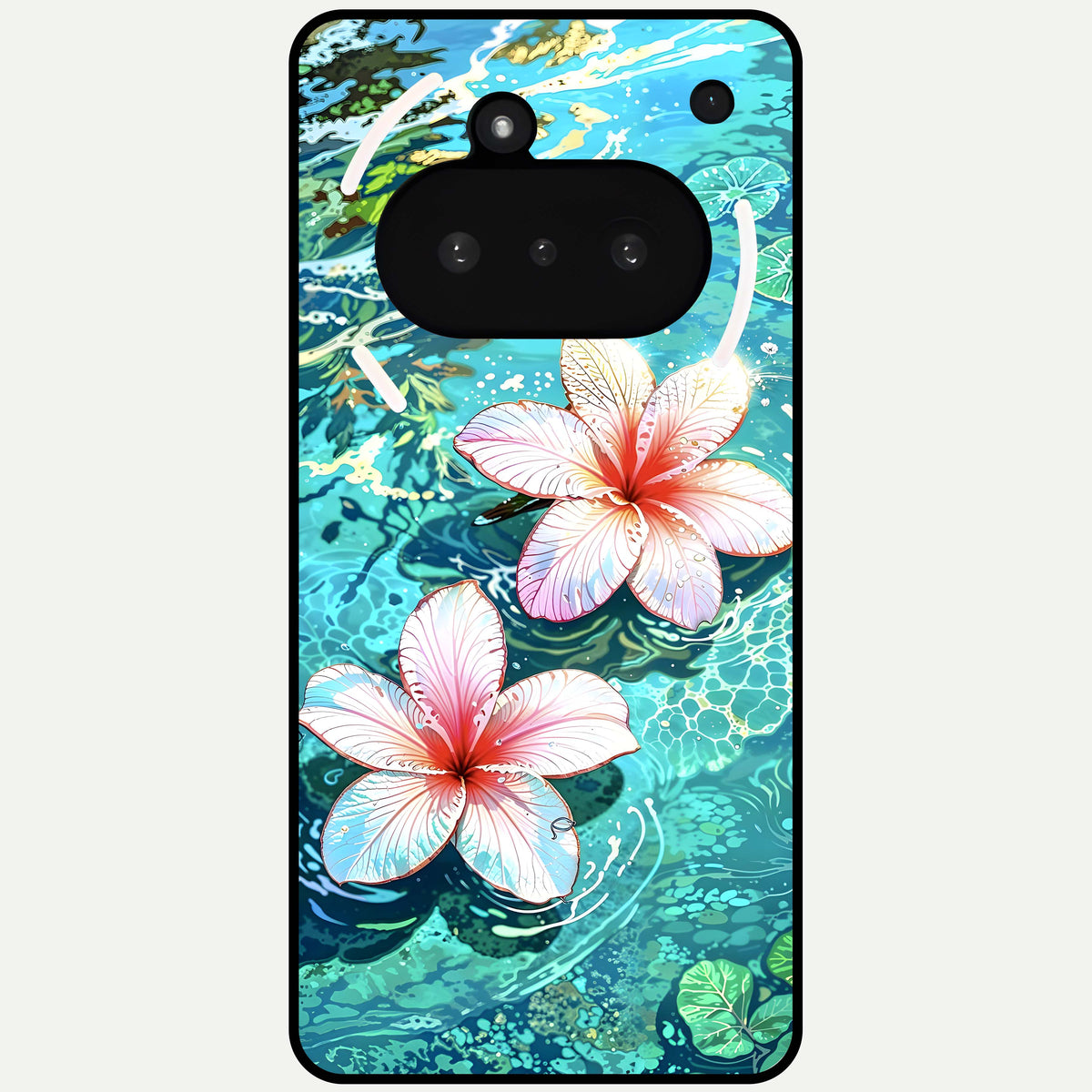  Pink Flowers in Water Glass Case For Nothing Phone 3A back cover – full design glossy printed glass finish