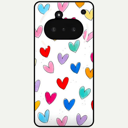  Playful Love Doodles Glass Case For Nothing Phone 3A back cover – full design glossy printed glass finish