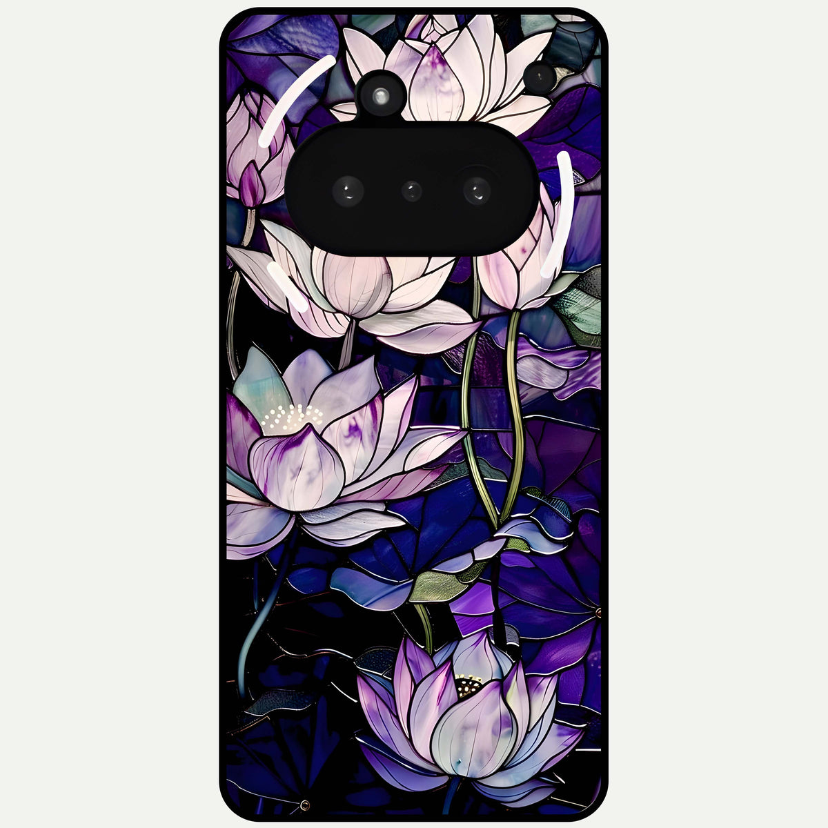  Purple Lotus Pattern Glass Case For Nothing Phone 3A back cover – full design glossy printed glass finish
