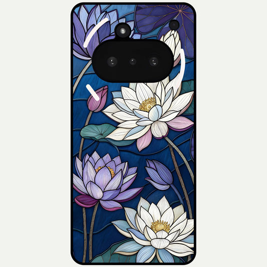  Purple Lotus Stained Glass Case For Nothing Phone 3A back cover – full design glossy printed glass finish
