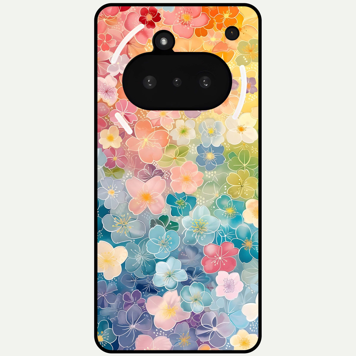  Rainbow Blossom Burst Glass Case For Nothing Phone 3A back cover – full design glossy printed glass finish