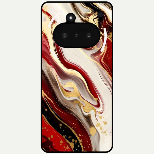  Red And White Marble Glass Case For Nothing Phone 3A back cover – full design glossy printed glass finish