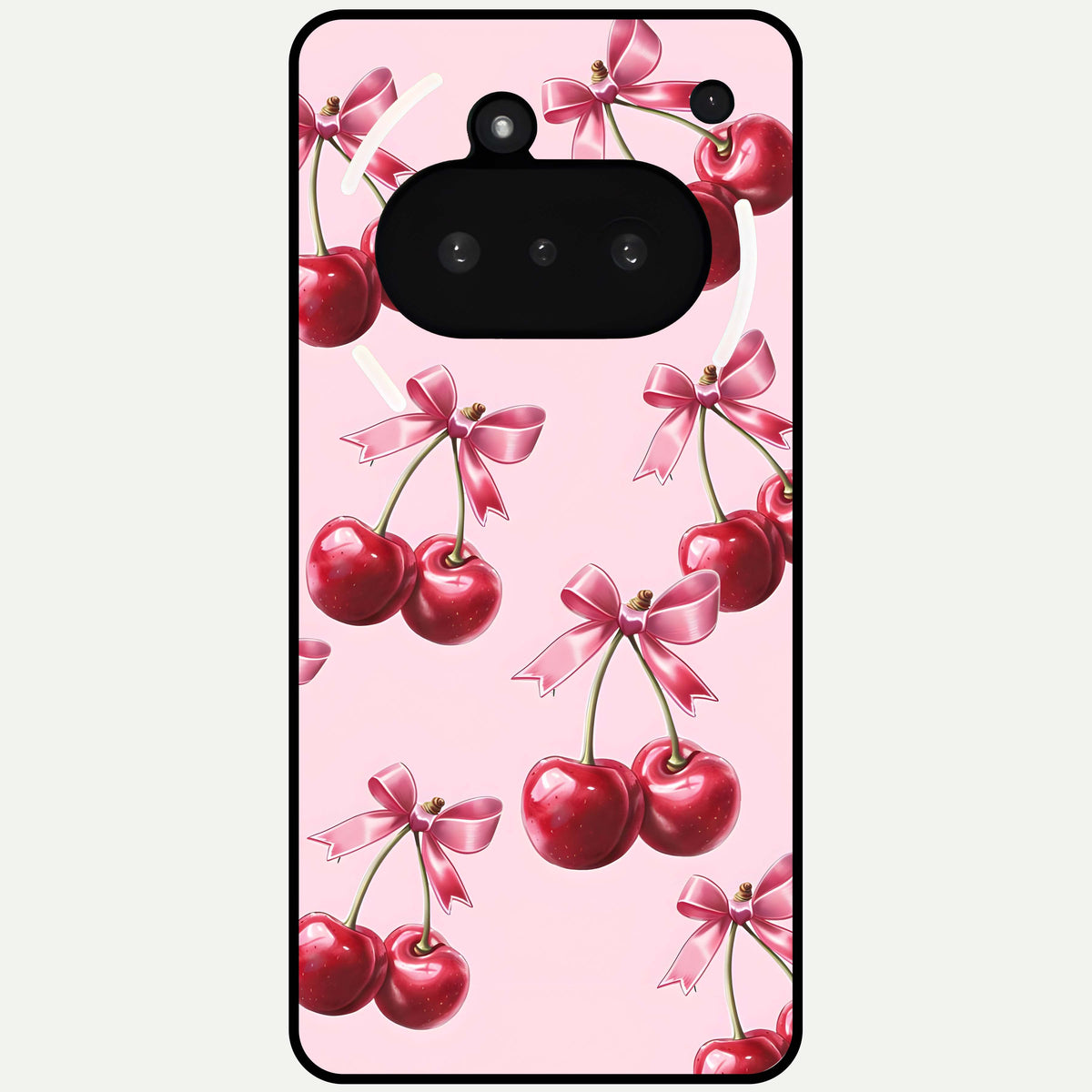  Red Cherries Pattern Glass Case For Nothing Phone 3A back cover – full design glossy printed glass finish