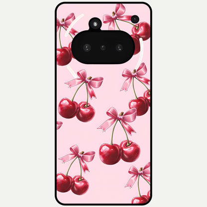  Red Cherries Pattern Glass Case For Nothing Phone 3A back cover – full design glossy printed glass finish