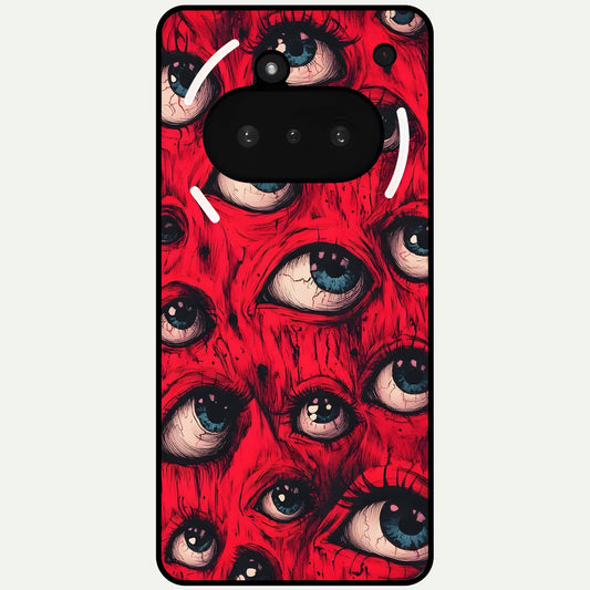  Red Eyes Pattern Glass Case For Nothing Phone 3A back cover – full design glossy printed glass finish
