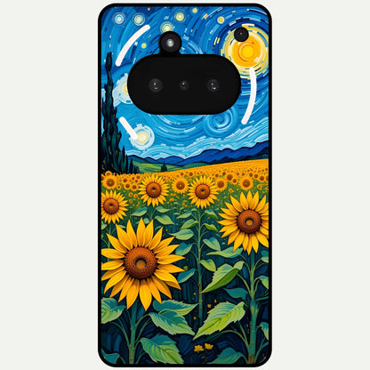  Starry Sunflower Dreams Glass Case For Nothing Phone 3A back cover – full design glossy printed glass finish