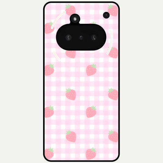  Strawberry Picnic Love Glass Case For Nothing Phone 3A back cover – full design glossy printed glass finish