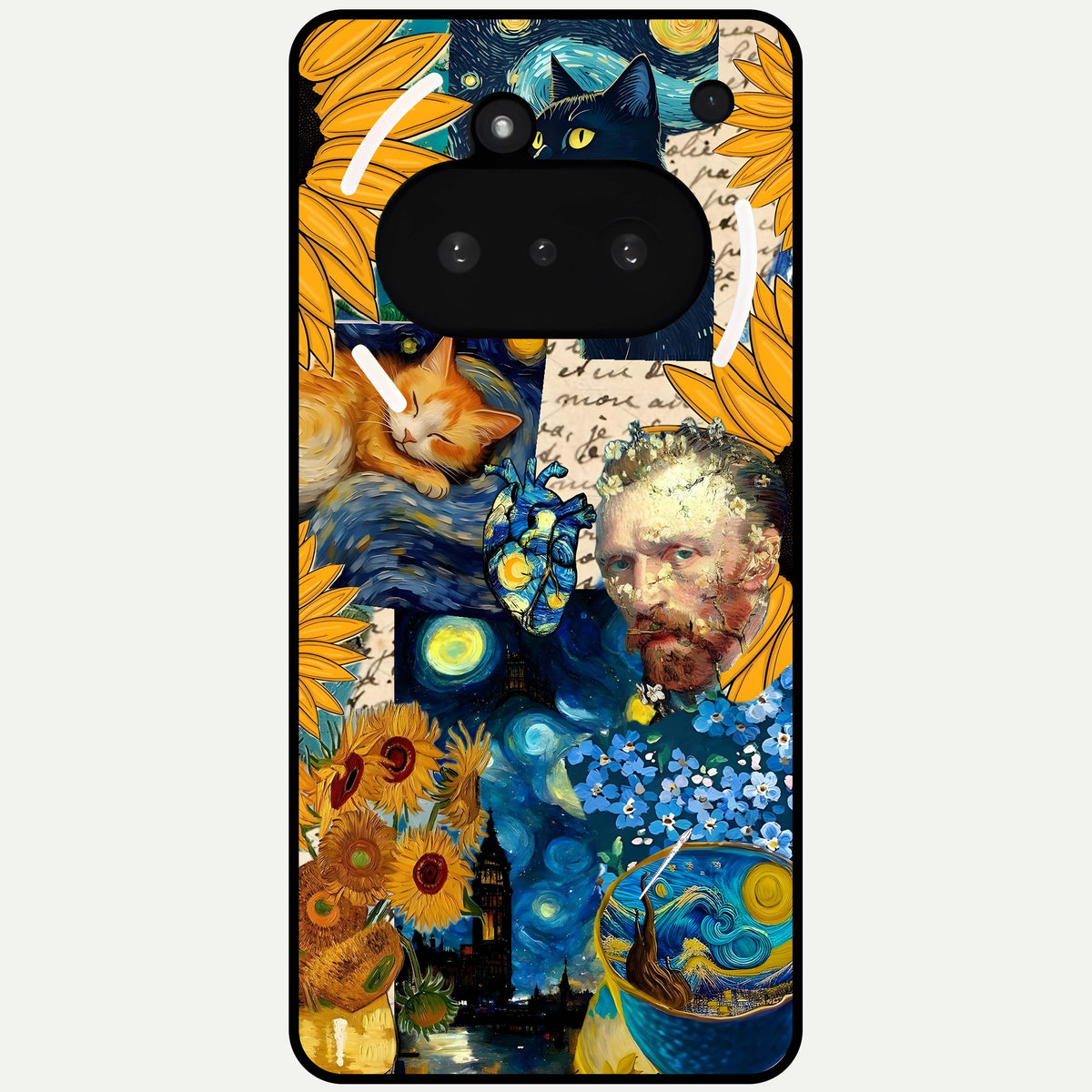  Sunflower Chic Mood Custom Name Glass Case For Nothing Phone 3A back cover – full design glossy printed glass finish