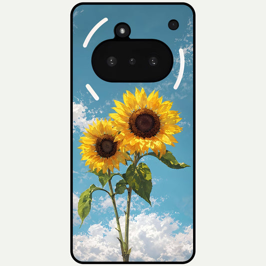  Sunlit Daisy Glow Glass Case For Nothing Phone 3A back cover – full design glossy printed glass finish