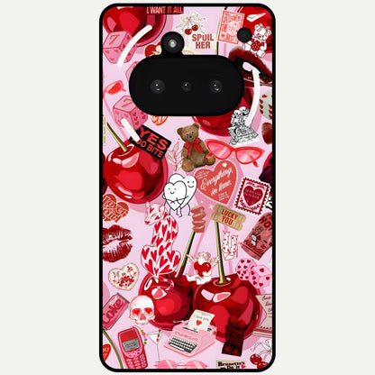  Sweet Cherry Chaos Glass Case For Nothing Phone 3A back cover – full design glossy printed glass finish