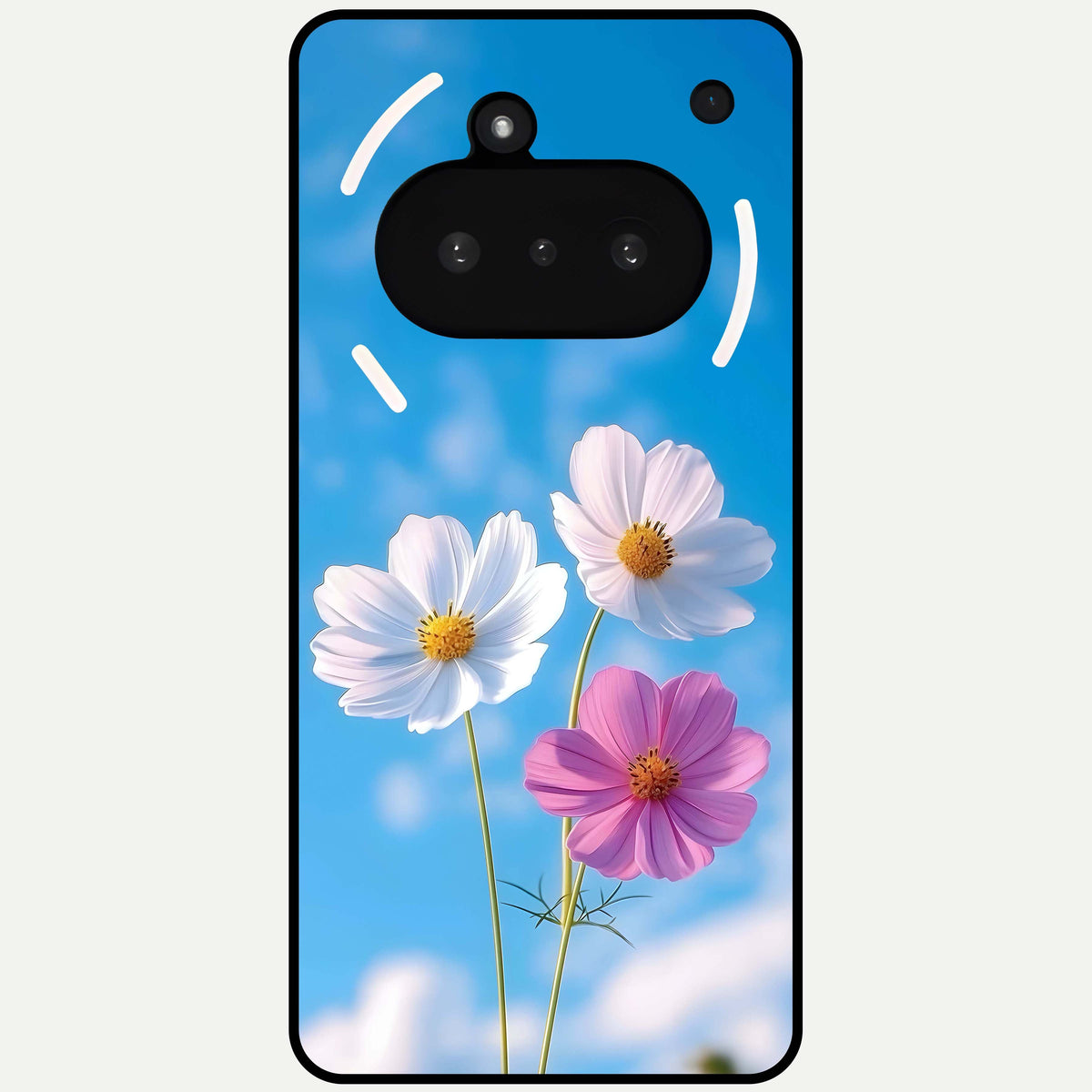  Tripple Flowers With Sky Glass Case For Nothing Phone 3A back cover – full design glossy printed glass finish